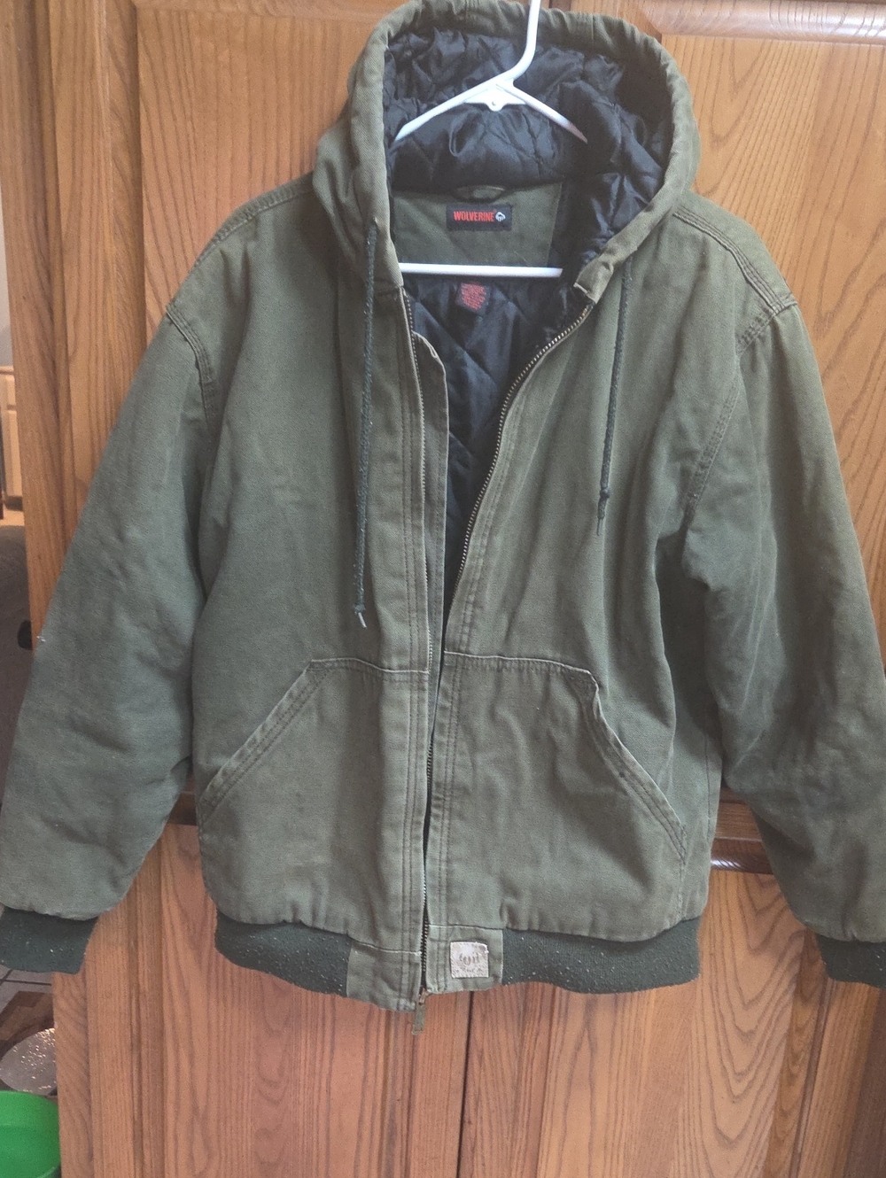 Wolverine Olive Hooded Quilted Work Jacket